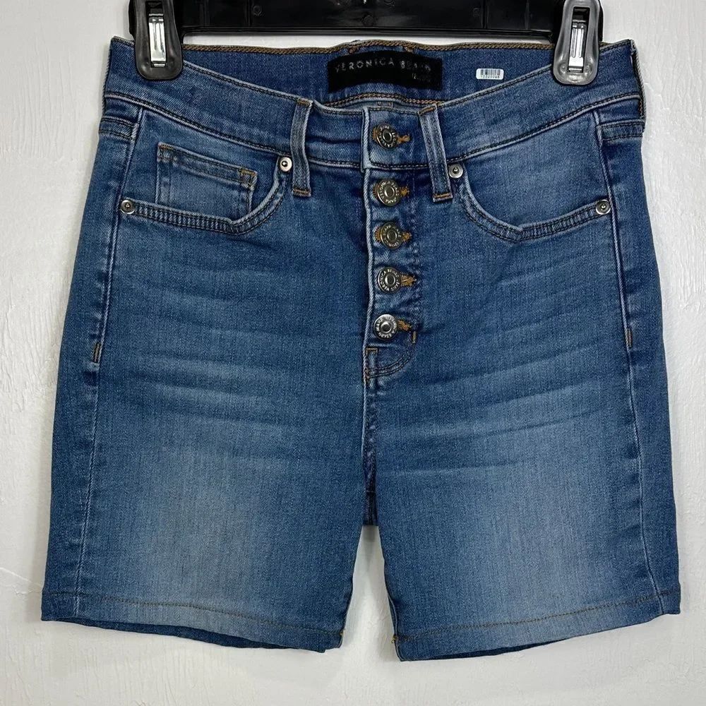 Veronica Beard Button-Fly Mid Rise Denim Shorts Size 27/4